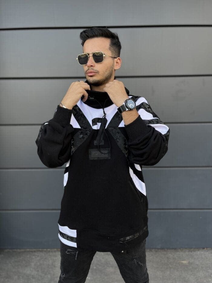 IMG_9051 هودی سفید مشکی - Image 1